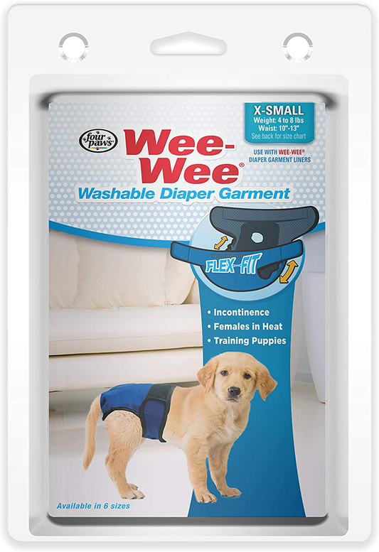 Four Paws Wee-Wee Washable Dog Diaper Garment Animals & Pet Supplies > Pet Supplies > Dog Supplies > Dog Diaper Pads & Liners Four Paws X-Small  