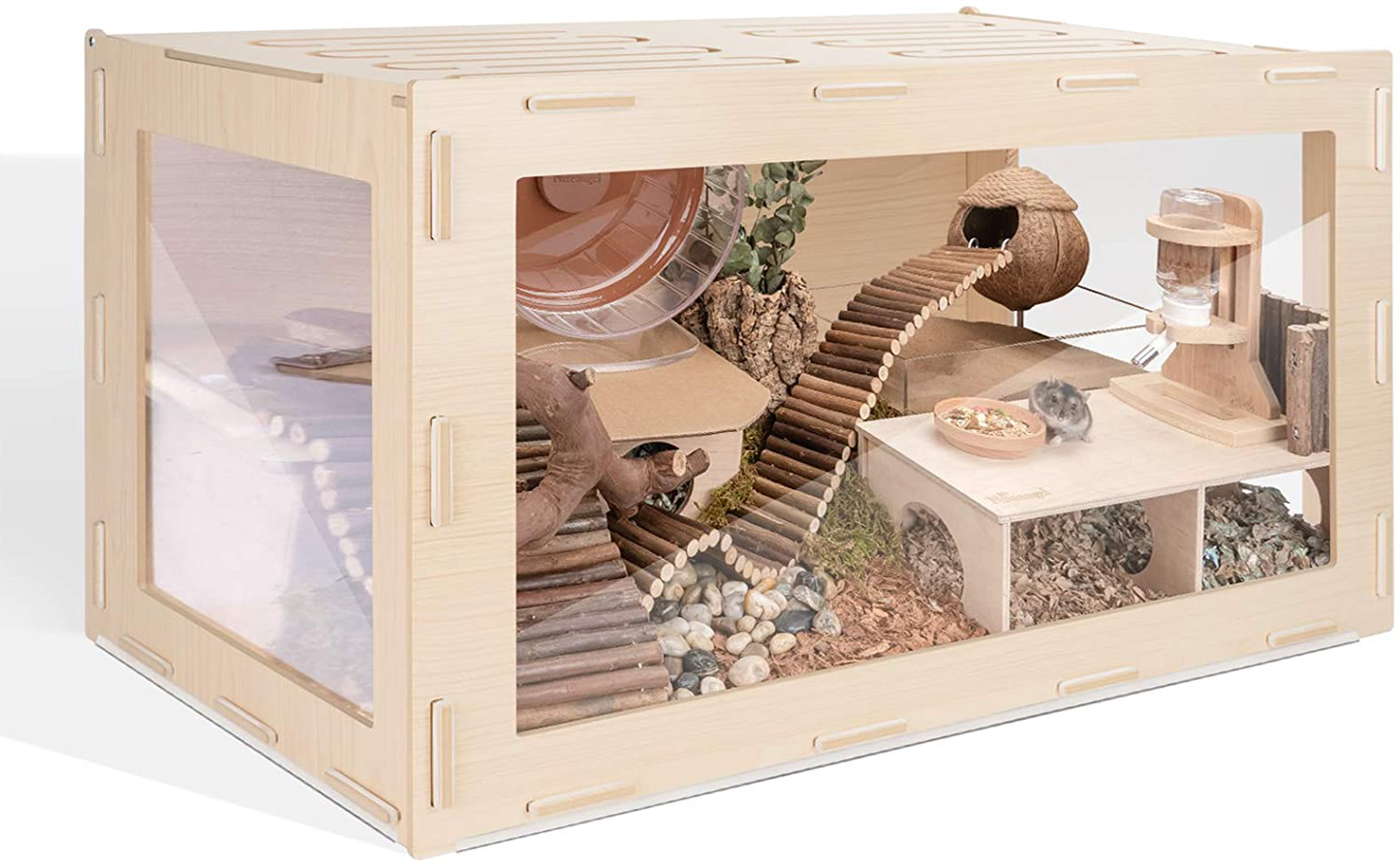 Niteangel Bigger World - MDF Aspen Small Animal Cage for Hamsters Degus Mices or Other Similar-Sized Pets Animals & Pet Supplies > Pet Supplies > Small Animal Supplies > Small Animal Habitats & Cages Niteangel Burlywood 30 x 15 x 17.7 inches 