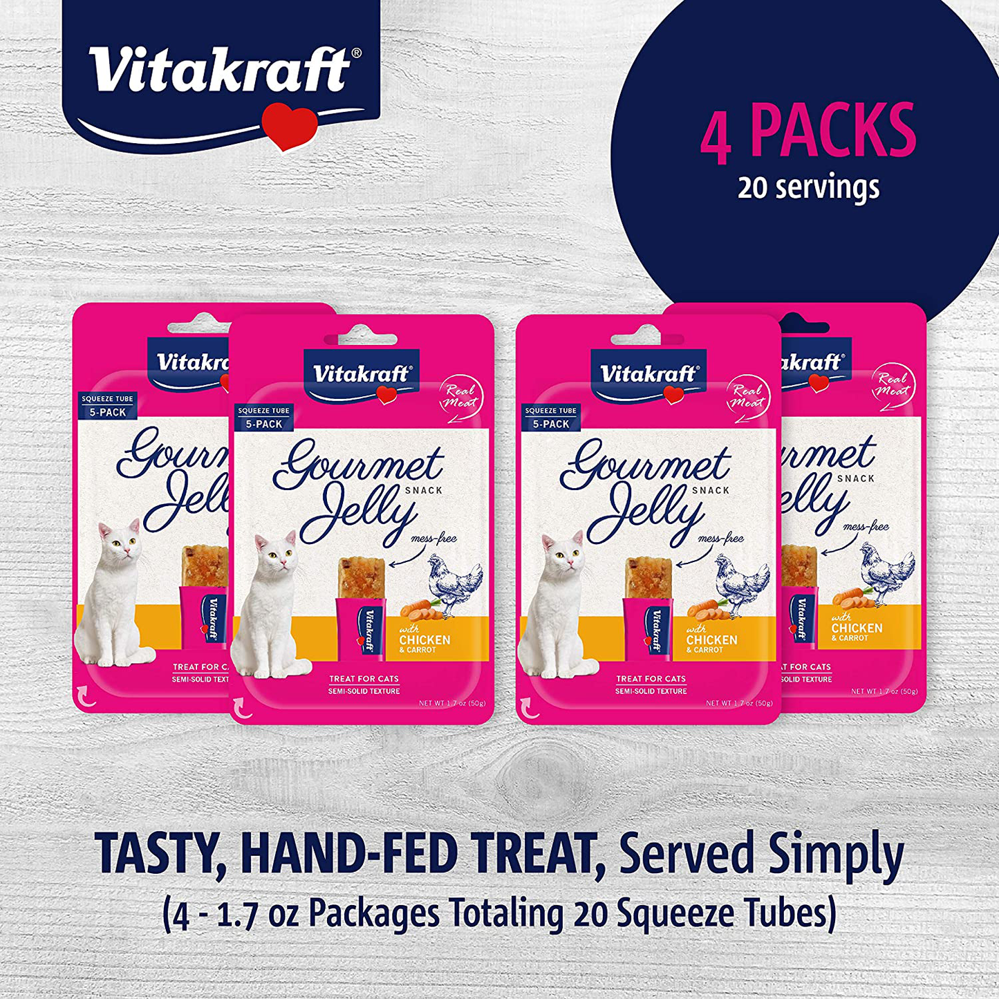 Vitakraft Gourmet Jelly Chicken with Carrot Hand-Fed Treat for Cats Animals & Pet Supplies > Pet Supplies > Cat Supplies > Cat Treats Vitakraft   