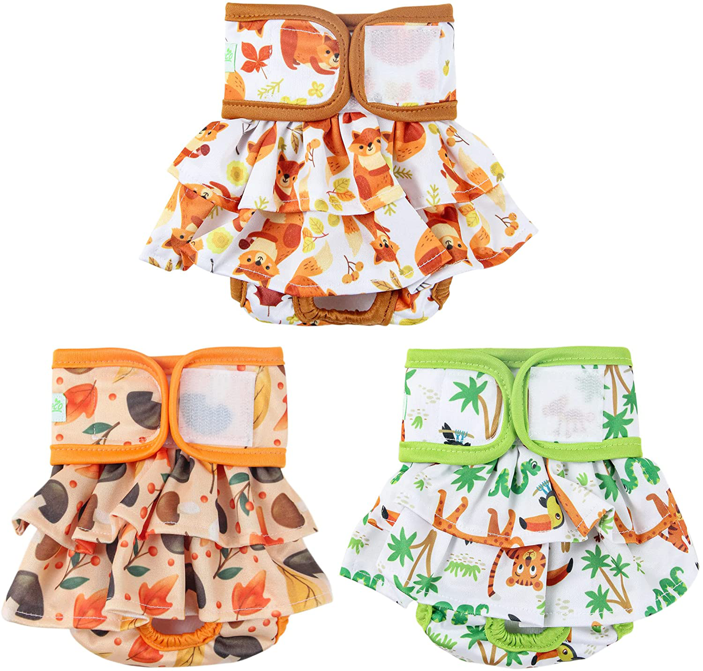 Wegreeco Washable Dog Diapers (3 Pack), Highly Absorbent Dog Diapers for Female Dogs, Dog Dresses for Dogs in Heat, Period, Incontinence, or Excitable Urination Animals & Pet Supplies > Pet Supplies > Dog Supplies > Dog Diaper Pads & Liners wegreeco Awakened Lively Forest Medium (Pack of 3) 