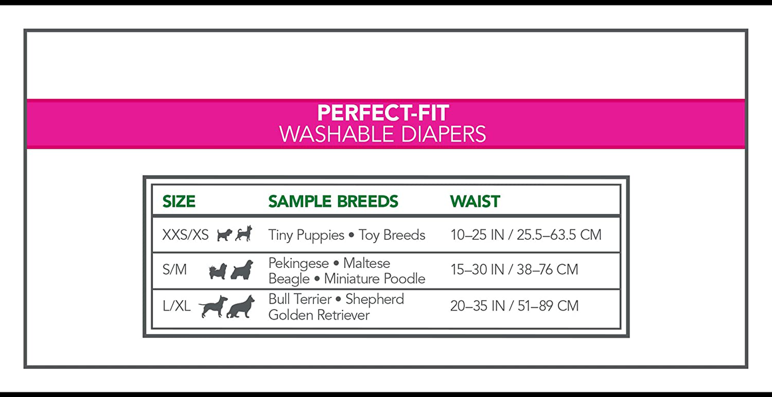 Vet'S Best Perfect Fit Washable Female Dog Diaper, 1 Count Animals & Pet Supplies > Pet Supplies > Dog Supplies > Dog Diaper Pads & Liners Vet's Best   