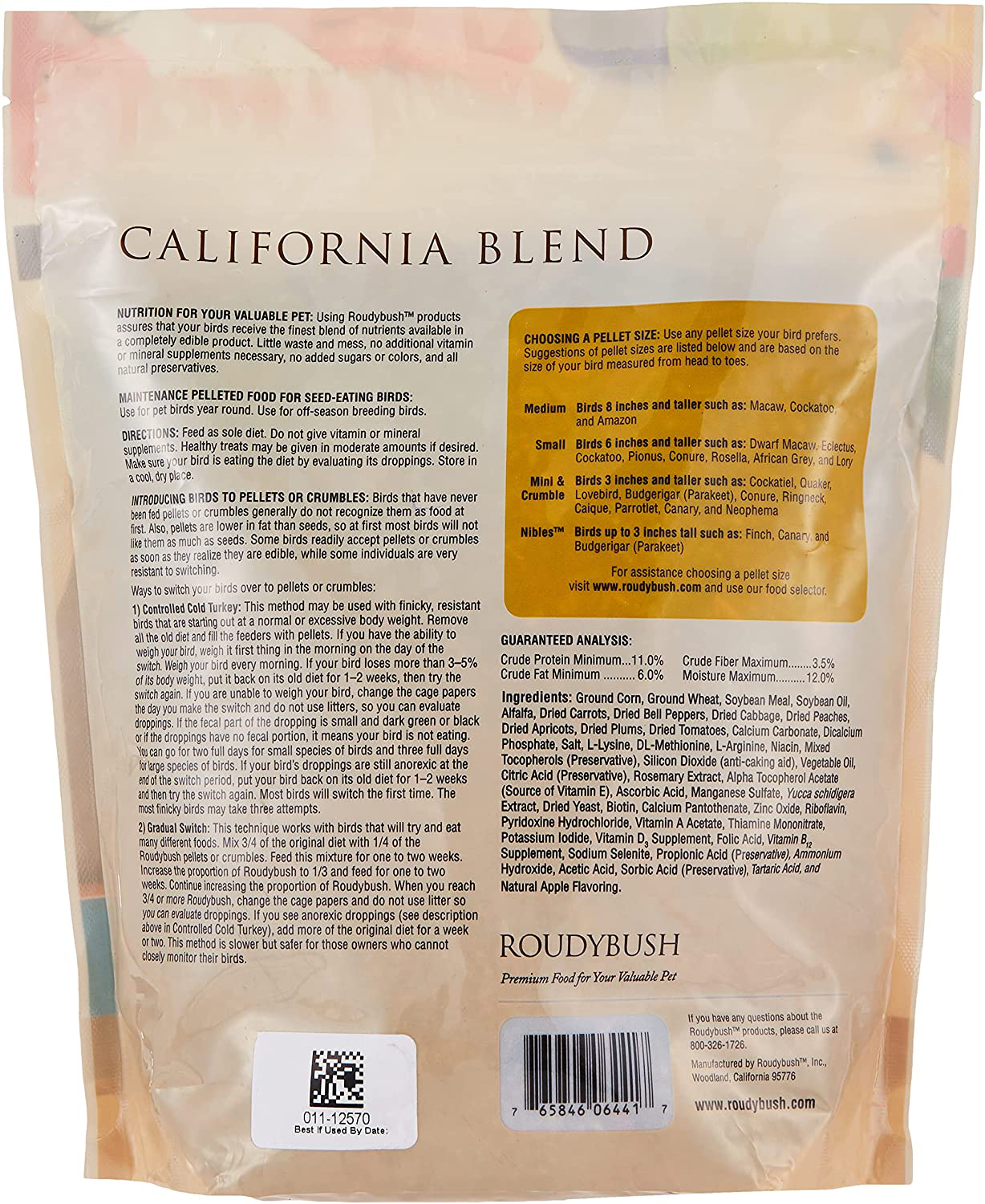 Roudybush California Blend Bird Food, Mini, 44-Ounce