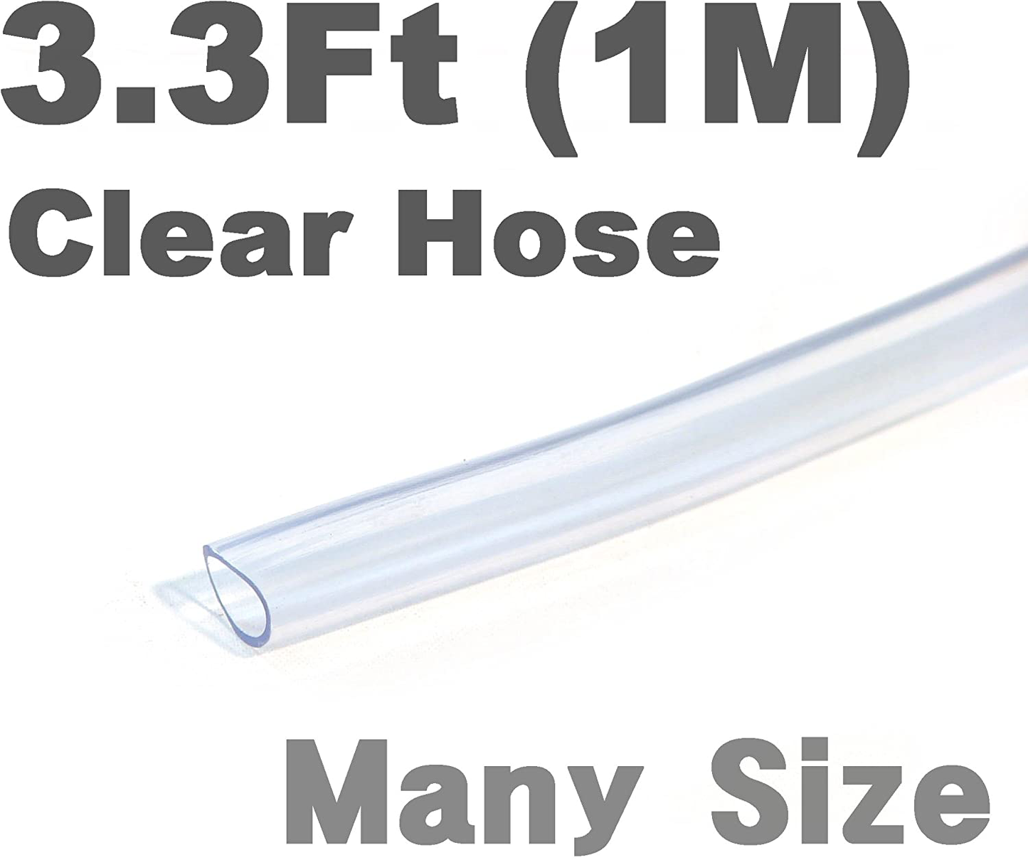 SMI Inner 1/5" Outer 5/16" 3.3 Ft 1 Metre PVC Clear Tubing Flexible Air Food Water Delivery Feeding Hose Garden Pond Aquarium