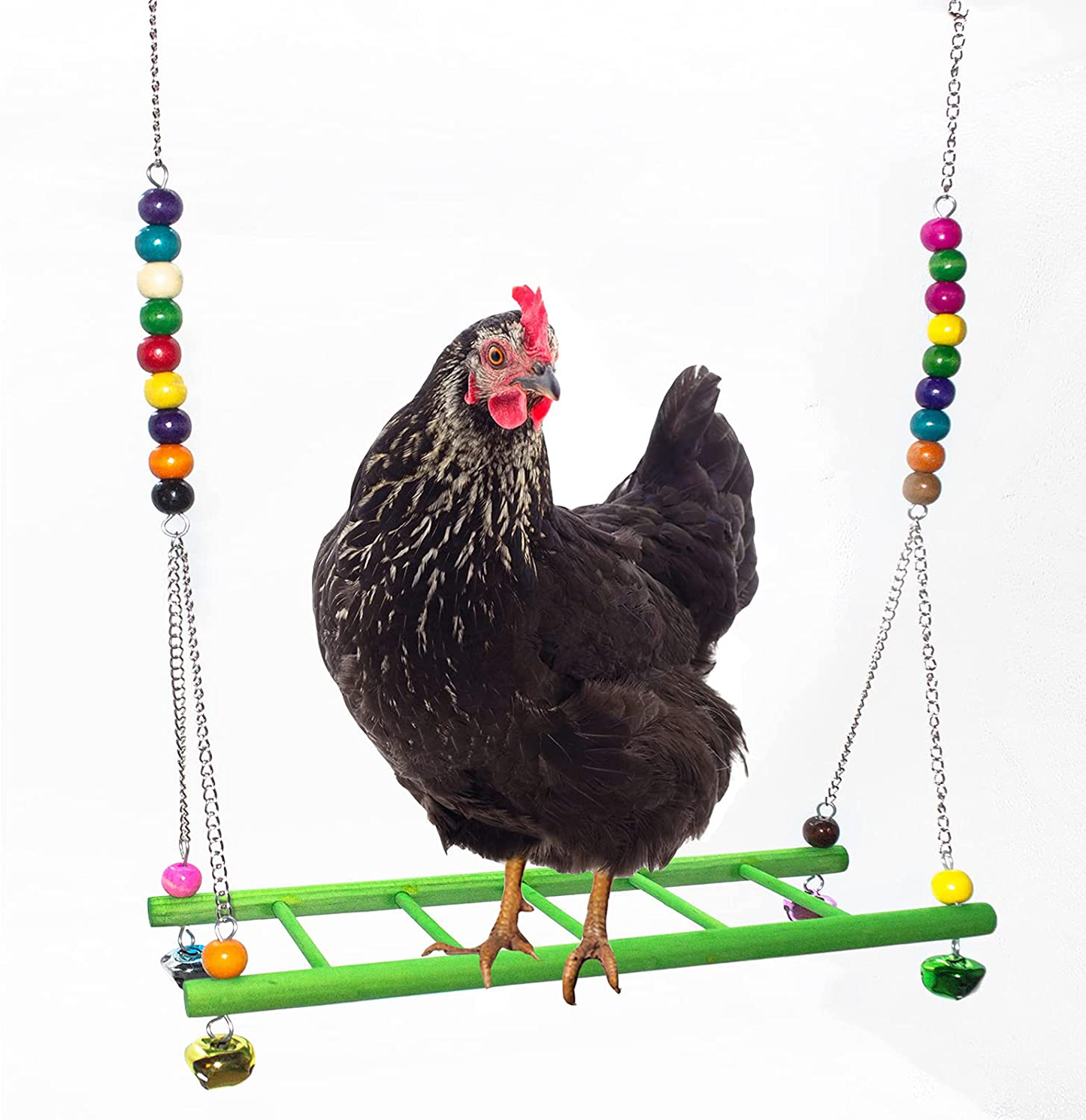 Duvindd Chicken Toys Coop Chicken Swing Toy for Hens Solid Wooden Chicken Perch Roosting Bar Stand Chicken Coop Accessories for Birds Poultry Rooster Chicks