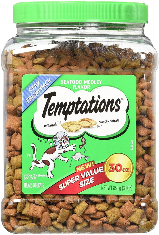 TEMPTATIONS Classic Treats for Cats 30-Ounce Tubs - Seafood Medley Flavor. Animals & Pet Supplies > Pet Supplies > Cat Supplies > Cat Treats Temptations   