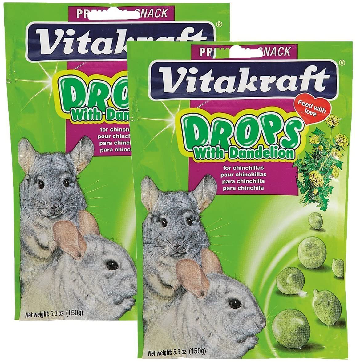 Vitakraft Chinchilla Drops with Dandelion Treat, 5.3 Ounce Pouch, 2-Pack Animals & Pet Supplies > Pet Supplies > Small Animal Supplies > Small Animal Treats Vitakraft   