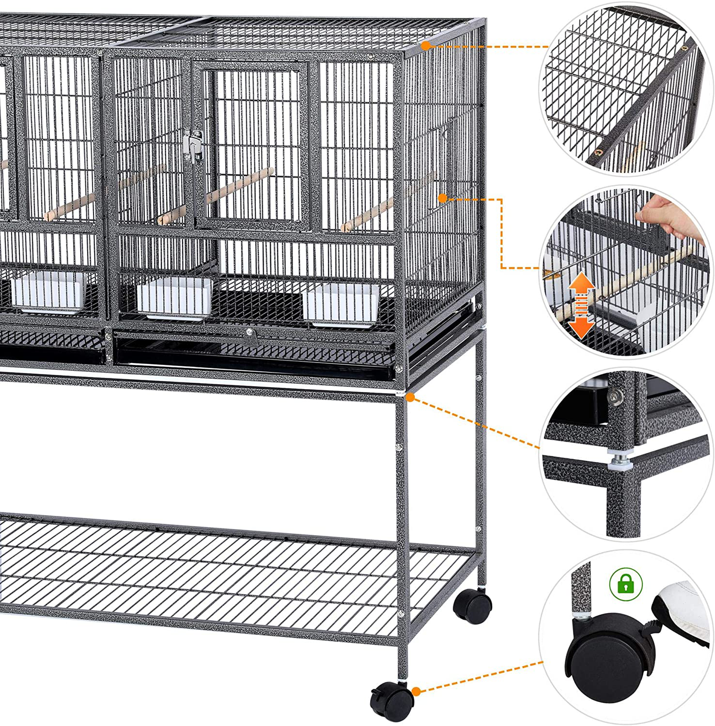 Topeakmart Divided Breeder Parakeet Canary Lovebird Finch Budgie Bird Cages W/Rolling Stand Animals & Pet Supplies > Pet Supplies > Bird Supplies > Bird Cages & Stands Topeakmart   