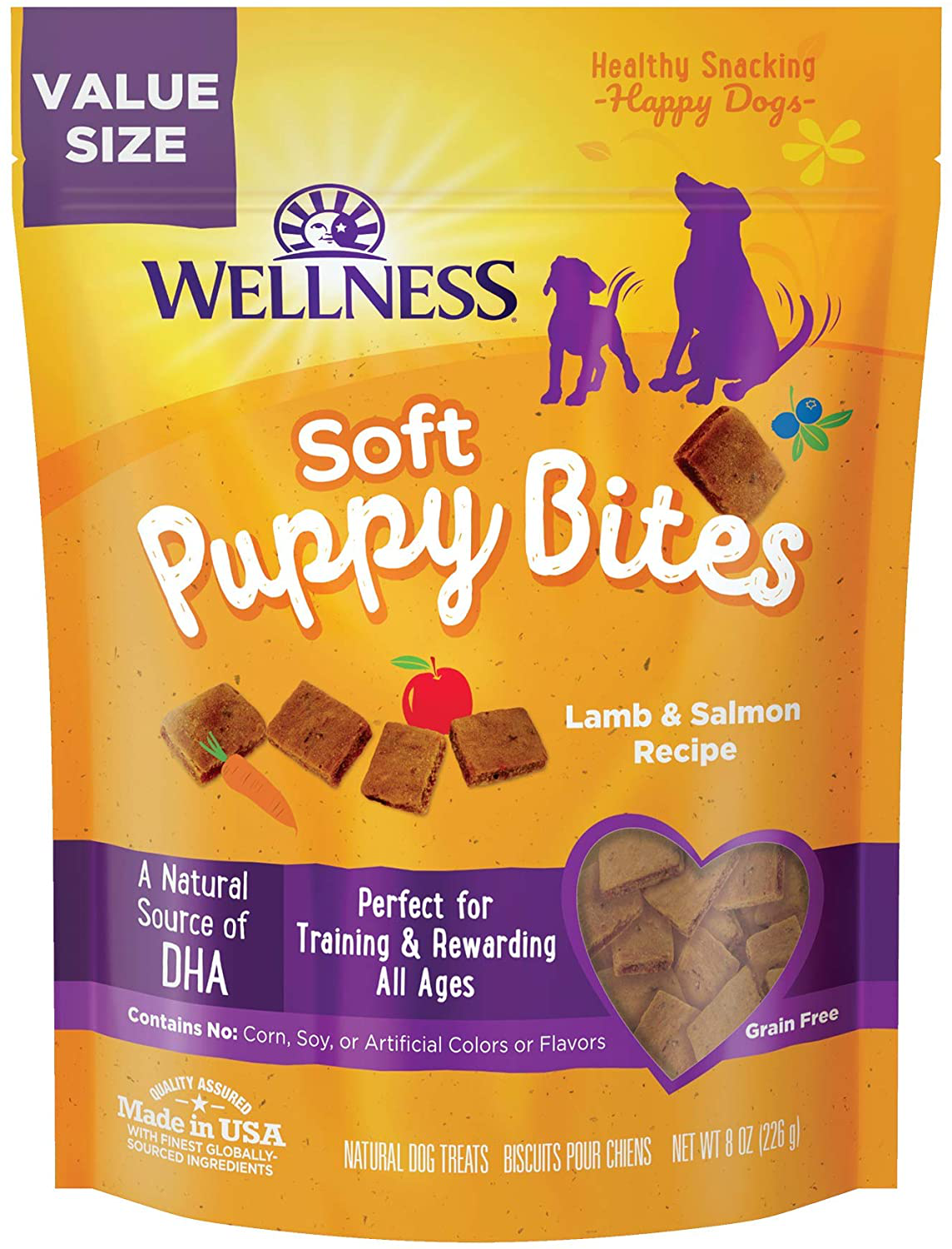 Wellness Soft Puppy Bites Natural Grain Free Puppy Training Treats, Lamb & Salmon, 3-Ounce Bag Animals & Pet Supplies > Pet Supplies > Small Animal Supplies > Small Animal Treats Wellness Lamb & Salmon 8 Ounce Bag (Pack of 1) 