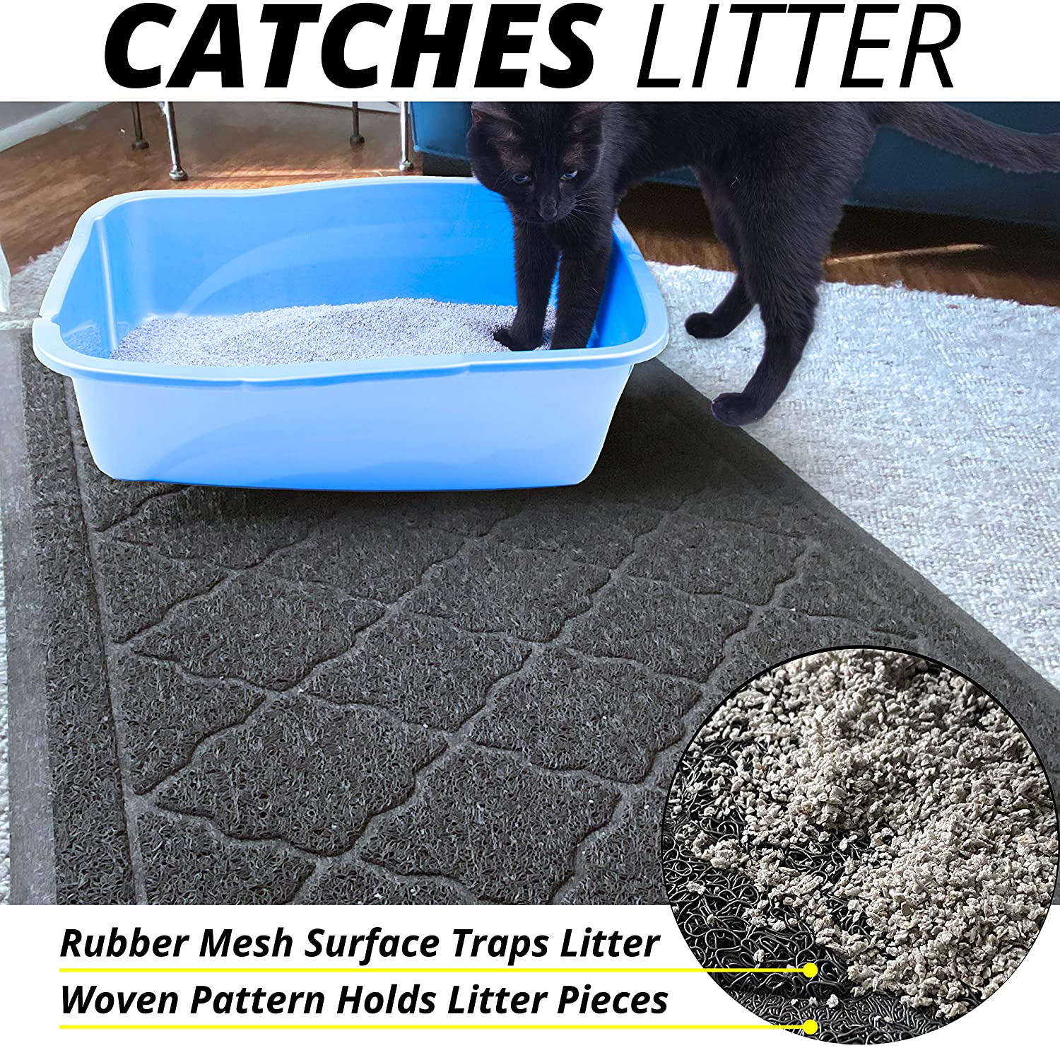 Benson & Cletus Rubber Mesh Cat Litter Mat, Grey Animals & Pet Supplies > Pet Supplies > Cat Supplies > Cat Litter Box Mats Benson & Cletus   