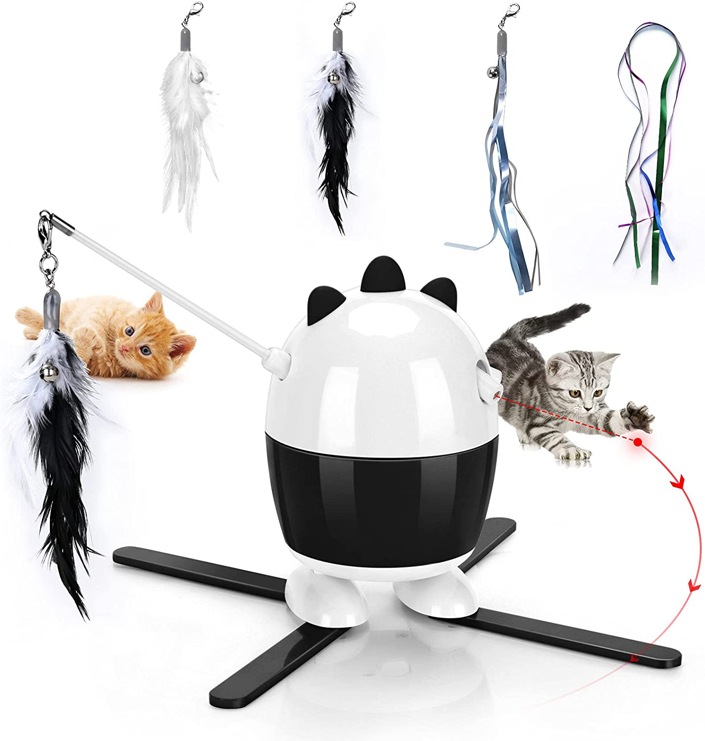 Cat Toys Interactive, Cat Laser Toy & Cat Feather Toys 2 in 1, Recharge Cat Exercise Toys for Indoor Cats, Adjustable Cat Toy Automatic Laser, Cat Toys Interactive Laser Automatic for Kitten… Animals & Pet Supplies > Pet Supplies > Cat Supplies > Cat Toys Enoctu Black  