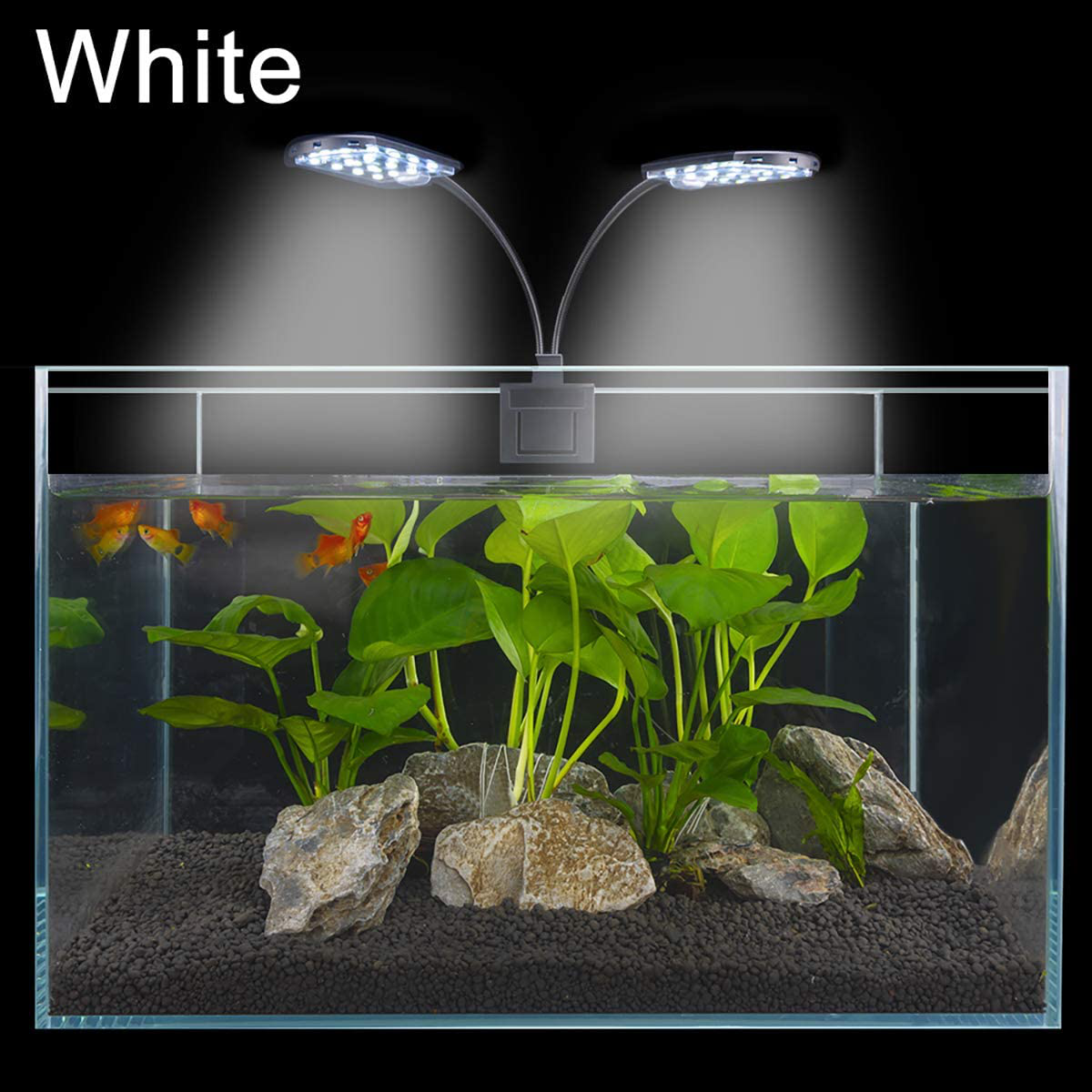 Senzeal X7 Gemini Double Head Aquarium Fish Tank Light US 15W 32 LED Aquarium Planted Clip Lamp 1600LM for 8-15 Inch Fish Tank White LED Lighting
