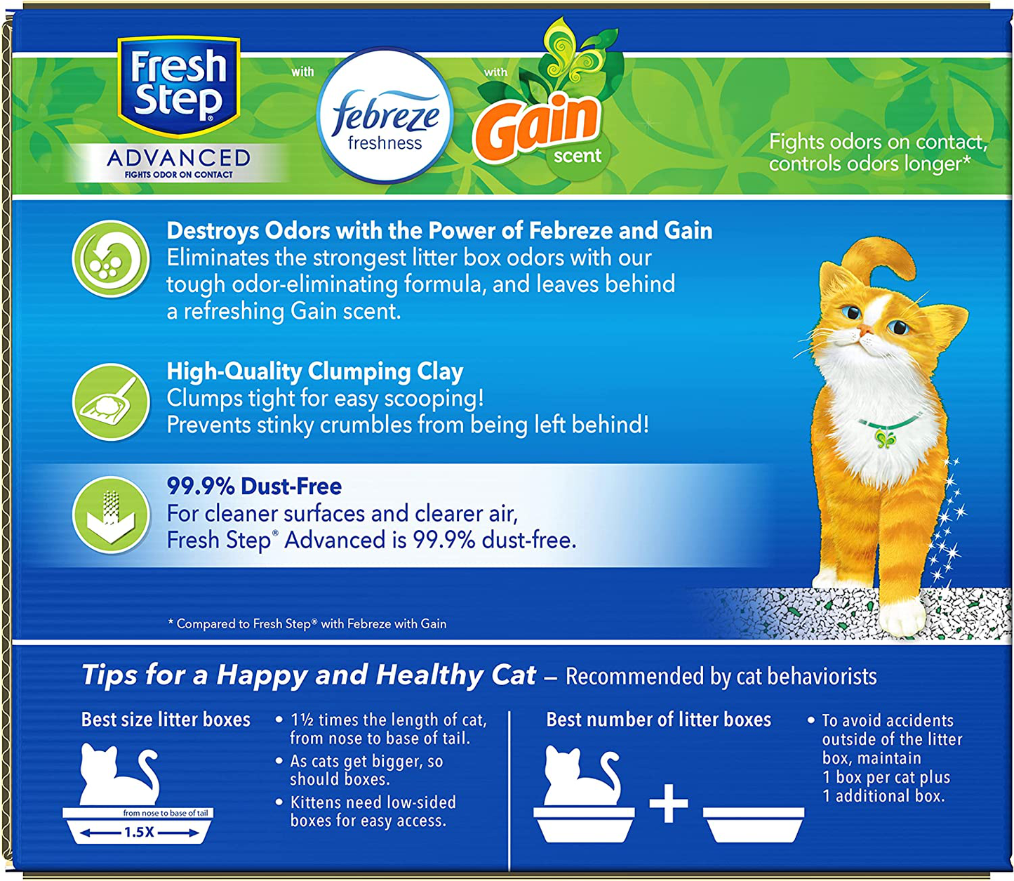 Fresh Step Advanced Cat Litter, Clumping Cat Litter, 99.9% Dust-Free, Gain Scent, 37 Lbs Total ( 2 Pack of 18.5 Lb Boxes) Animals & Pet Supplies > Pet Supplies > Cat Supplies > Cat Litter Fresh Step   