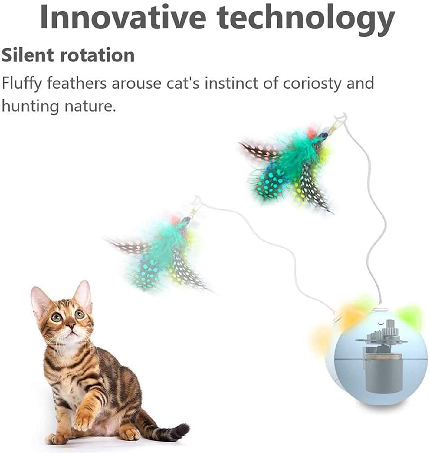 BENTOPAL Cat Toys for Indoor Cats Automatic Interactive with Cats/Kittens, Feather Can Replaced Animals & Pet Supplies > Pet Supplies > Cat Supplies > Cat Toys BENTOPAL   