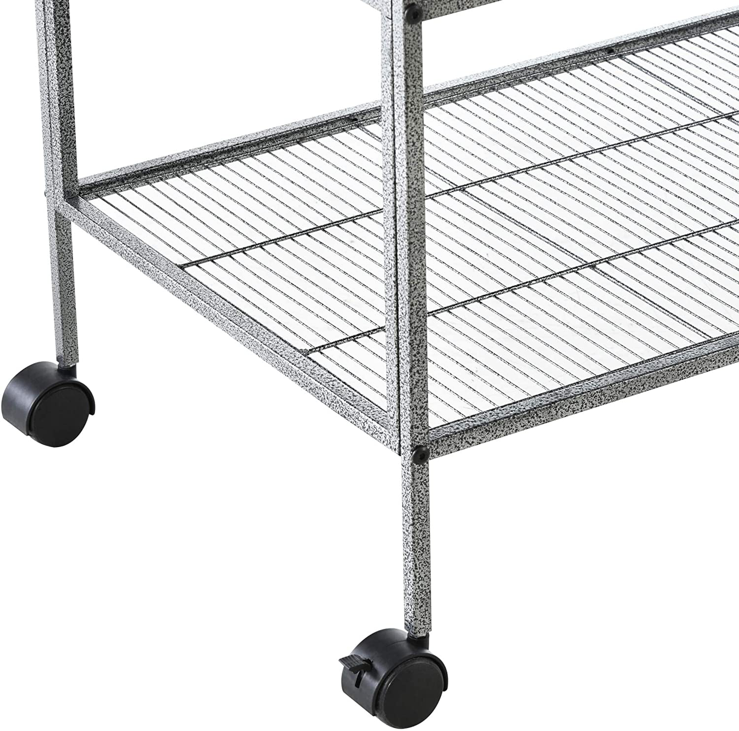 Pawhut Double Rolling Metal Bird Cage with Removable Metal Tray, Storage Shelf, Wood Perch, and Food Container Animals & Pet Supplies > Pet Supplies > Bird Supplies > Bird Cages & Stands PawHut   