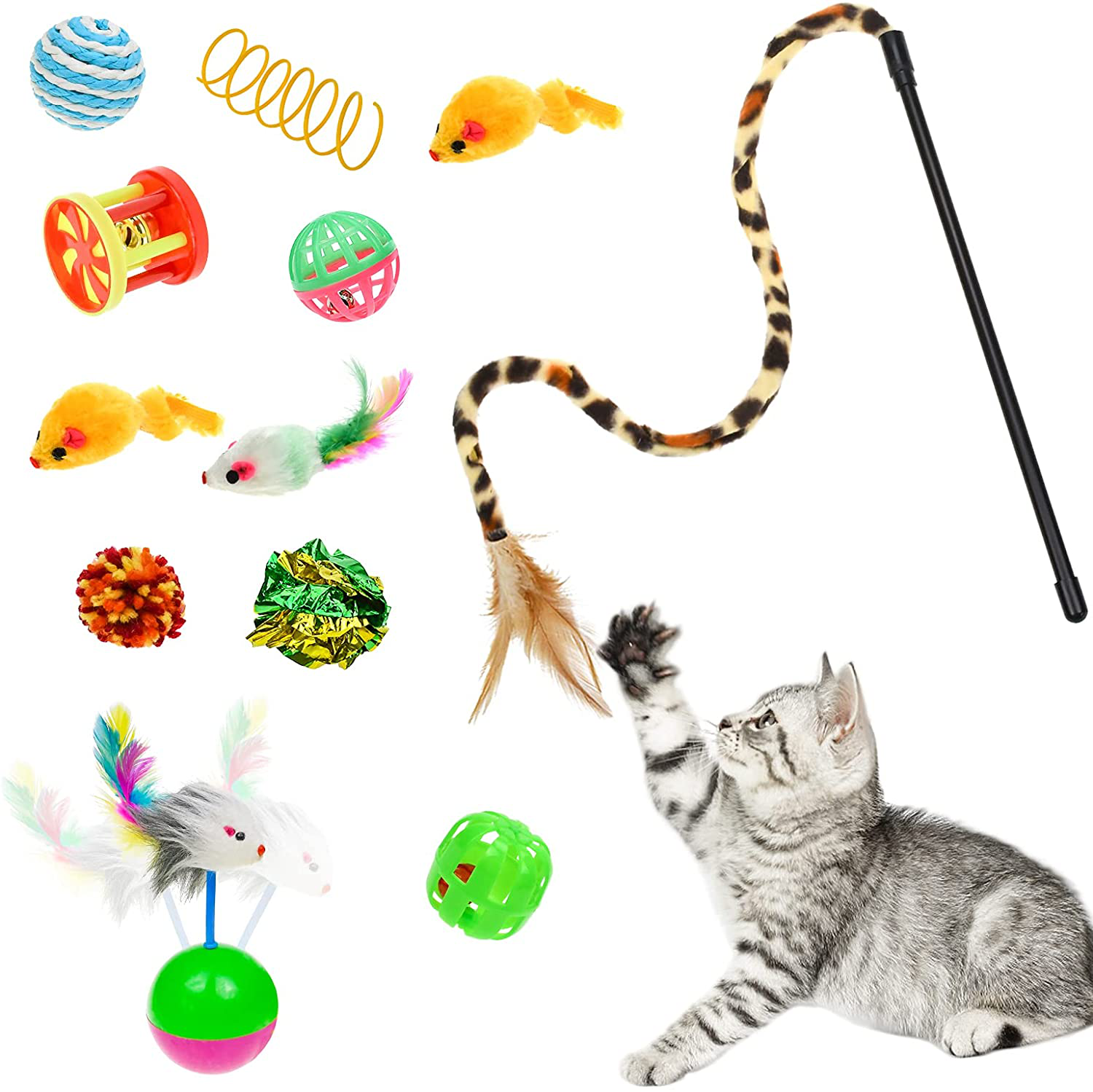Malier 20 PCS Cat Kitten Toys Set, Collapsible Cat Tunnels for Indoor Cats, Interactive Cat Feather Toy Fluffy Mouse Crinkle Balls Cat 3 Way Tube Tunnel Toys for Cat Puppy Kitty Kitten Animals & Pet Supplies > Pet Supplies > Cat Supplies > Cat Toys Malier   