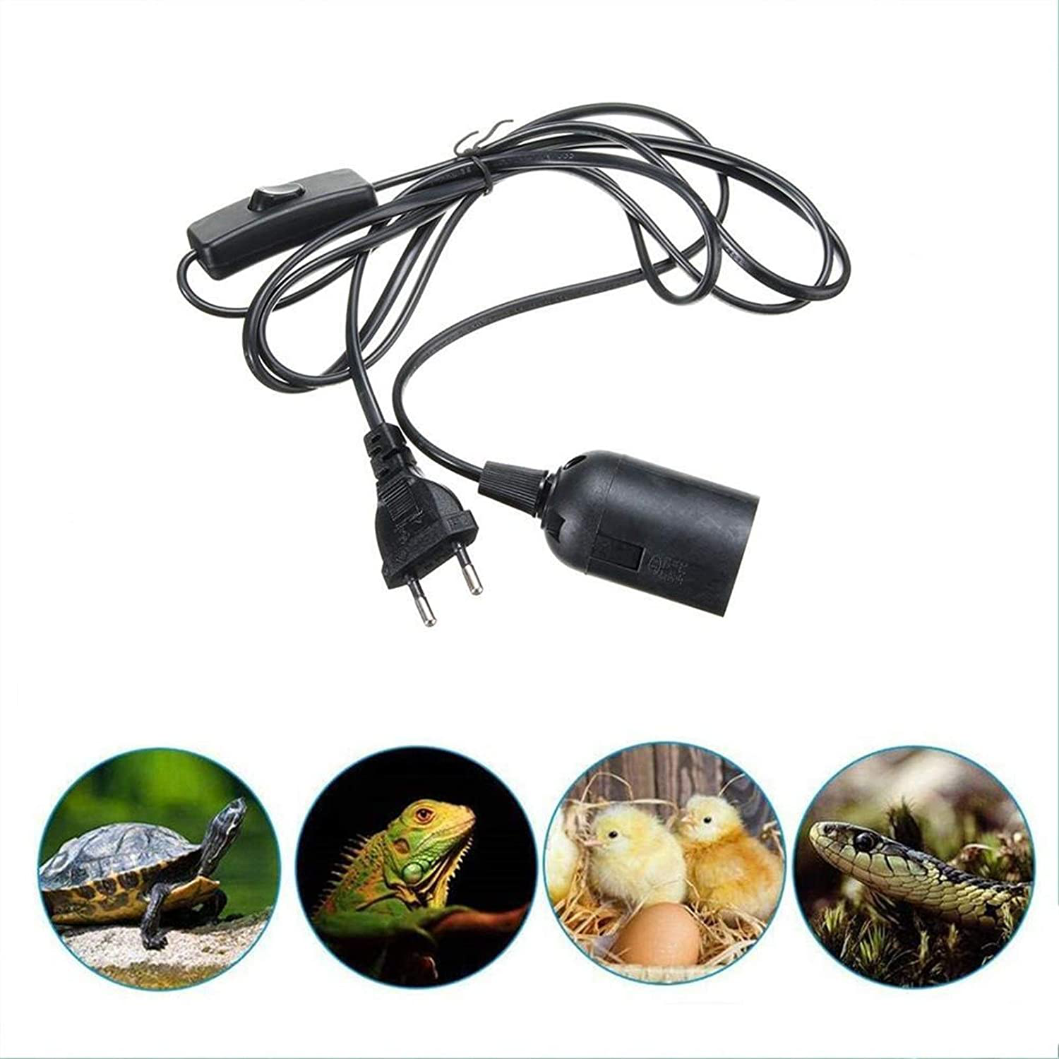 MING-BIN Pet Heating Heating Lamp Lamp Holder Switch Plug Reptile Chicken and Duck Heating Lamp Holder EU Animal Warm Keeping Lamp Holder Animals & Pet Supplies > Pet Supplies > Reptile & Amphibian Supplies > Reptile & Amphibian Habitat Heating & Lighting HXY2020   