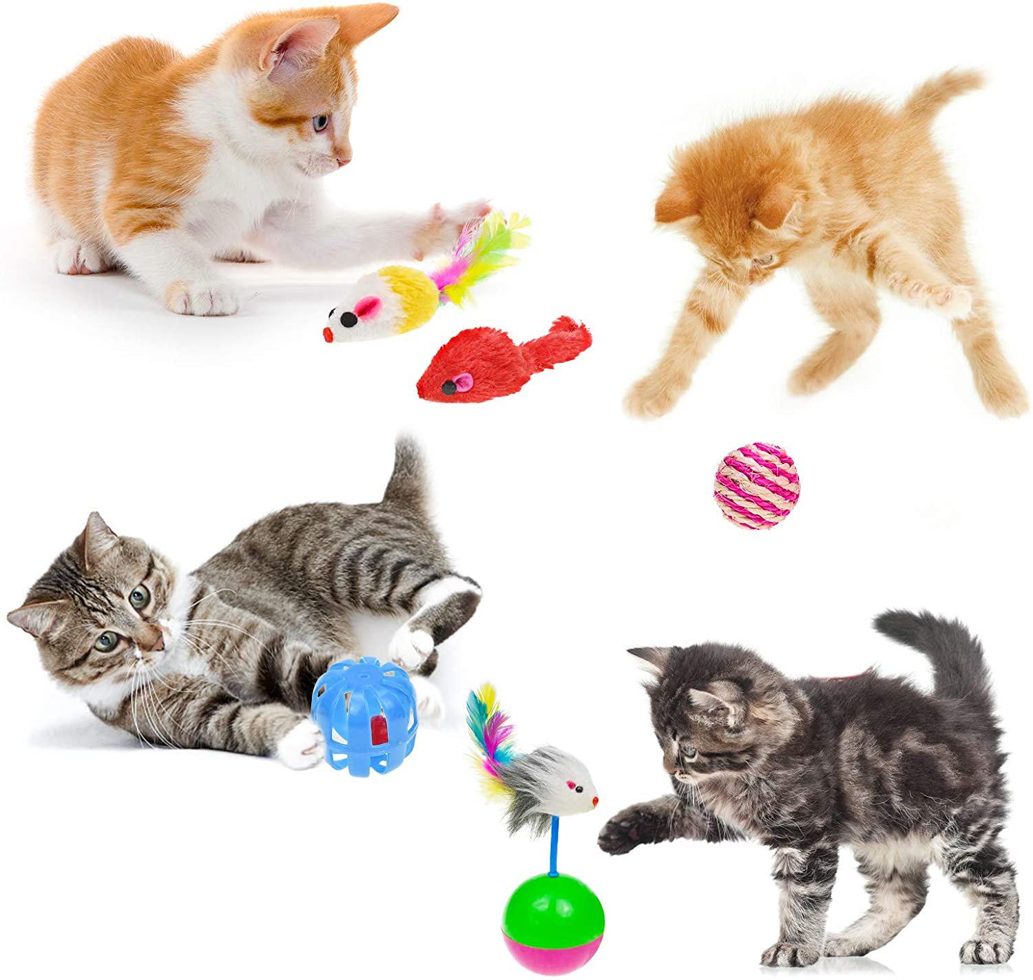 Malier 20 PCS Cat Kitten Toys Set, Collapsible Cat Tunnels for Indoor Cats, Interactive Cat Feather Toy Fluffy Mouse Crinkle Balls Toys for Cat Puppy Kitty Kitten Rabbit (A-Rainbow) Animals & Pet Supplies > Pet Supplies > Cat Supplies > Cat Toys Malier   