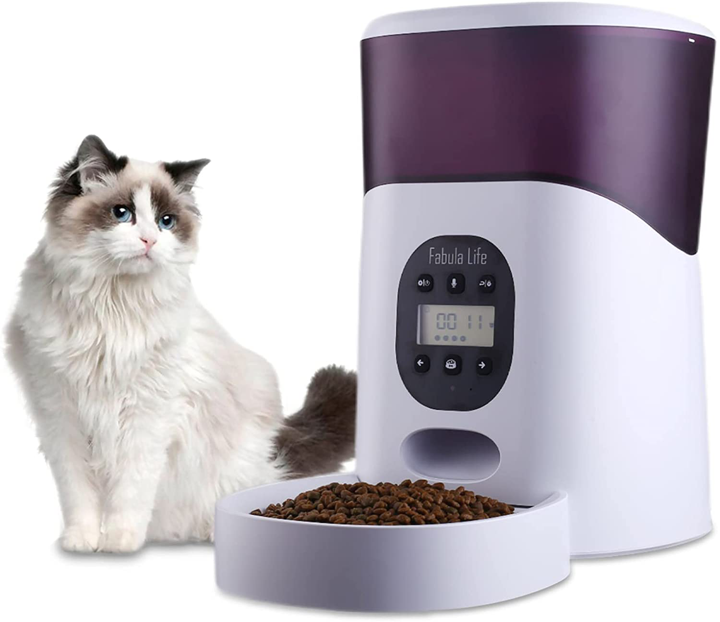 Fabula Life Automatic Cat Feeder, 5L Pet Dry Food Dispenser with Buckle Lock Lid, Programmable Control 1-6 Meals per Day Clog-Free Design Timed Pet Feeder, Dual Power Supply and 10S Voice Recorder Animals & Pet Supplies > Pet Supplies > Dog Supplies > Dog Houses Fabula Life Purple  