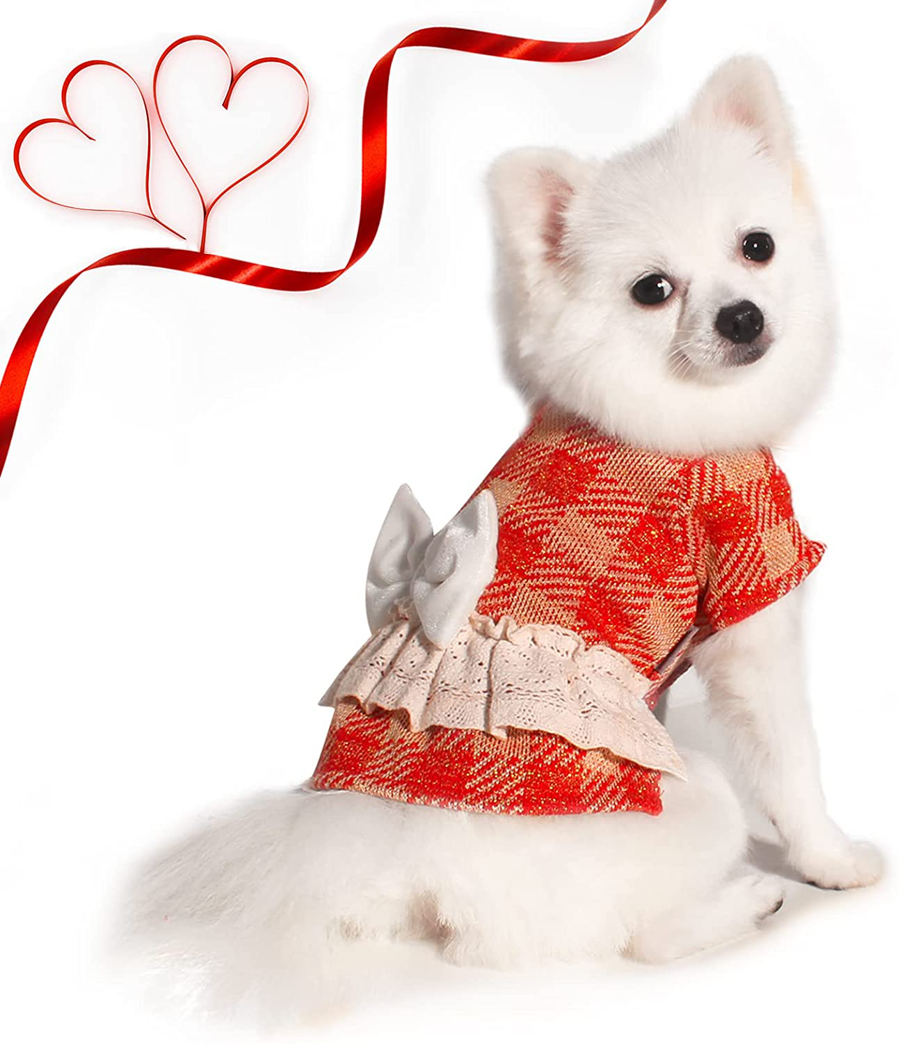 TONY HOBY Dog Dress, Valentine'S Day Outfit Dog Party Dress, Cute Dog Skirt Soft and Breathable, Dog Princess Dress for Small Medium Dog Animals & Pet Supplies > Pet Supplies > Cat Supplies > Cat Apparel TONY HOBY red Medium 