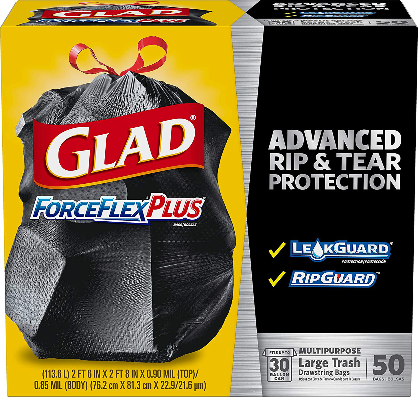 Glad Forceflexplus Drawstring Large Trash Bags - 30 Gallon, 50 Ct (Package May Vary) Animals & Pet Supplies > Pet Supplies > Cat Supplies > Cat Litter Box Liners GLAD   
