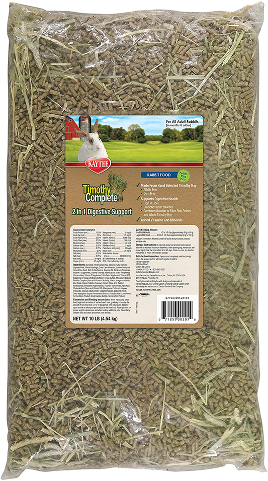 Kaytee Kaytee Timothy Complete Rabbit 2 in 1 Digestive Support 10 Pounds Animals & Pet Supplies > Pet Supplies > Small Animal Supplies > Small Animal Food Kaytee   