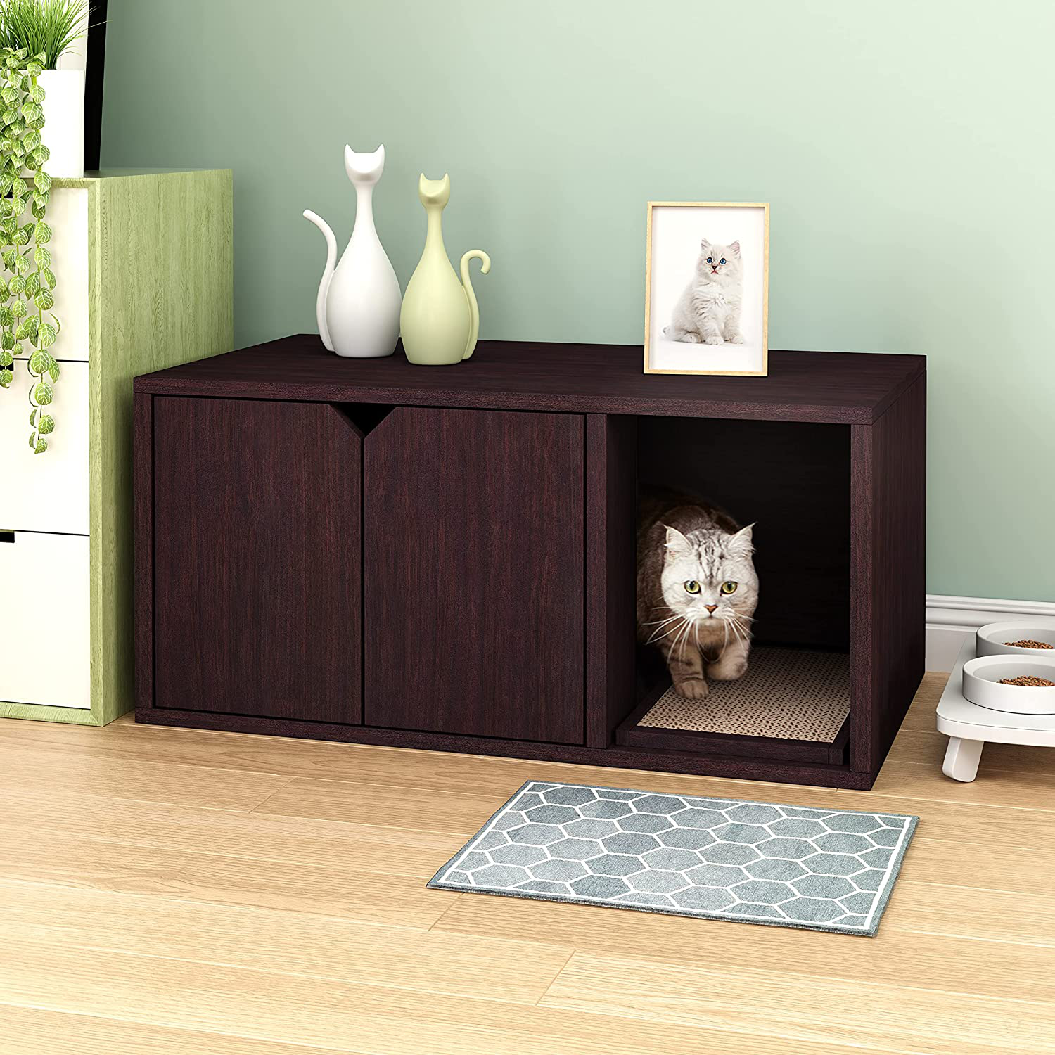 Way Basics Eco Cat Litter Box Enclosure Modern Cat Furniture (Tool-Free Assembly and Uniquely Crafted from Sustainable Non Toxic Zboard Paperboard) Animals & Pet Supplies > Pet Supplies > Cat Supplies > Cat Furniture Way Basics   