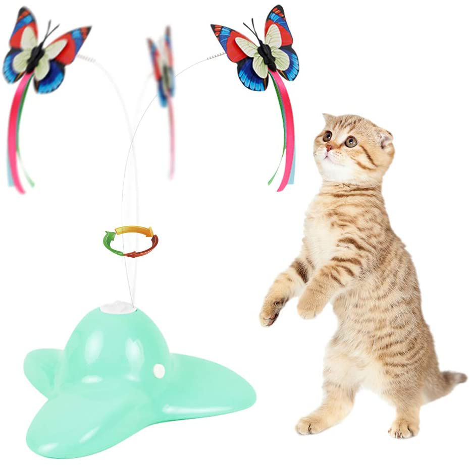 Flurff Cat Toys, Interactive Cat Toy Butterfly Funny Exercise Electric Flutter Rotating Kitten Toys, Cat Teaser with Replacement Animals & Pet Supplies > Pet Supplies > Cat Supplies > Cat Toys Flurff Green  