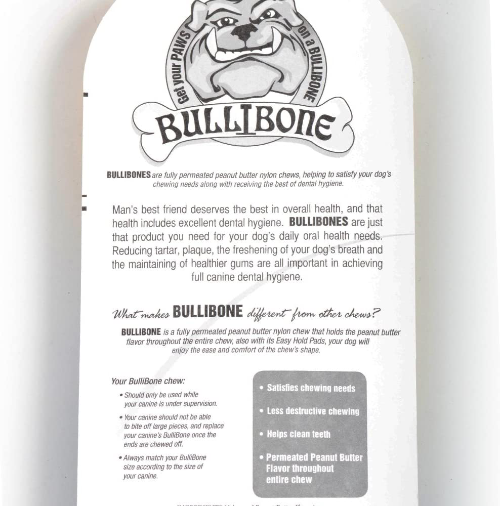 Bullibone Nylon Dog Chew Toy Nylon Bone - Improves Dental Hygiene, Easy to Grip Bottom, and Permeated with Flavor Animals & Pet Supplies > Pet Supplies > Dog Supplies > Dog Toys Bullibone   