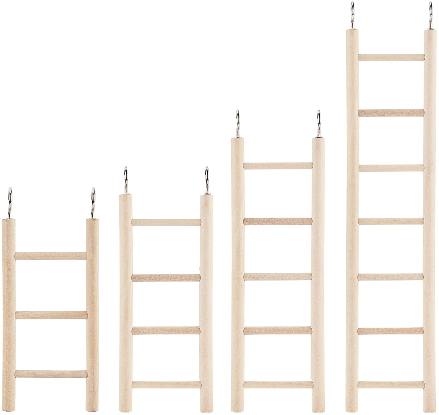 AHANDMAKER Bird Step Wood Ladder, 4 Different Sizes Natural Wood Bird Climbing Toys, Birds Steps Climbing Bridge Wooden Ladder for Parrot, Parakeet, Cockatoo, Lovebirds Animals & Pet Supplies > Pet Supplies > Bird Supplies > Bird Ladders & Perches AHANDMAKER   