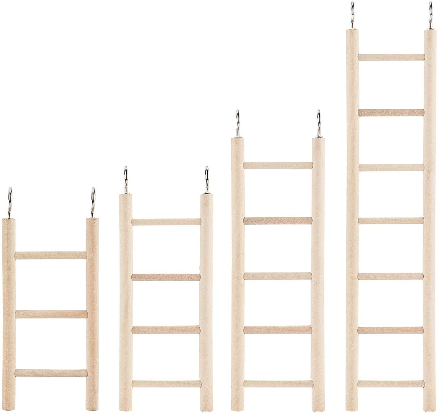 AHANDMAKER Bird Step Wood Ladder, 4 Different Sizes Natural Wood Bird Climbing Toys, Birds Steps Climbing Bridge Wooden Ladder for Parrot, Parakeet, Cockatoo, Lovebirds Animals & Pet Supplies > Pet Supplies > Bird Supplies > Bird Ladders & Perches AHANDMAKER   