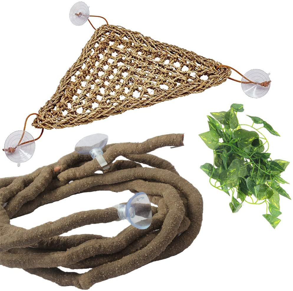 PINVNBY Bearded Dragon Hammock Jungle Climber Vines Flexible Reptile Leaves with Suction Cups Habitat Decor for Climbing, Chameleon, Lizards, Gecko, Snakes Animals & Pet Supplies > Pet Supplies > Reptile & Amphibian Supplies > Reptile & Amphibian Habitat Accessories PIVBY   