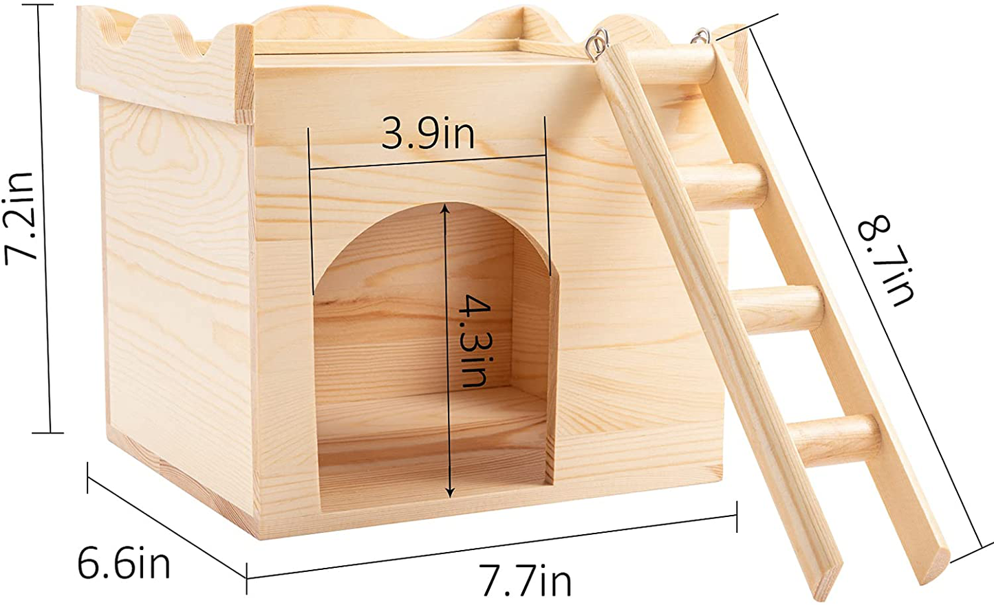 MEWTOGO Wave Style Guinea Pigs Castle Wood House- Guinea Pig Hideout Chinchilla Hideout with Wooden Stairs for Guinea Pigs Hamsters Squirrel Animals & Pet Supplies > Pet Supplies > Small Animal Supplies > Small Animal Habitat Accessories MEWTOGO   