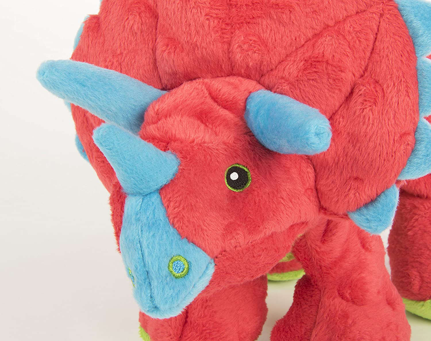 Godog Dinos Triceratops with Chew Guard Technology Plush Squeaker Dog Toy, Large, Red Animals & Pet Supplies > Pet Supplies > Dog Supplies > Dog Toys goDog   