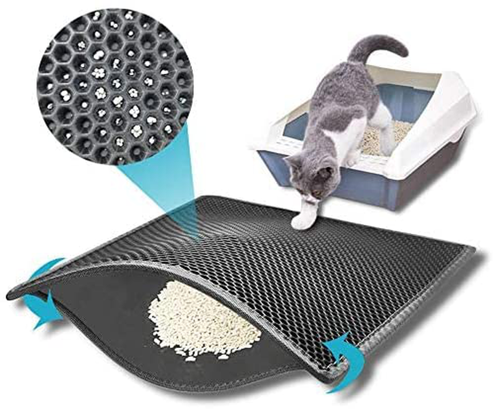 Kaxionage Cat Litter Mat, Litter Box Mat,Honeycomb Double Layer Trapping Litter Mat Design,Waterproof Urine Proof Kitty Litter Mat,Easy Clean Scatter Control Animals & Pet Supplies > Pet Supplies > Cat Supplies > Cat Litter Box Mats kaxionage Grey 30" X 24" 