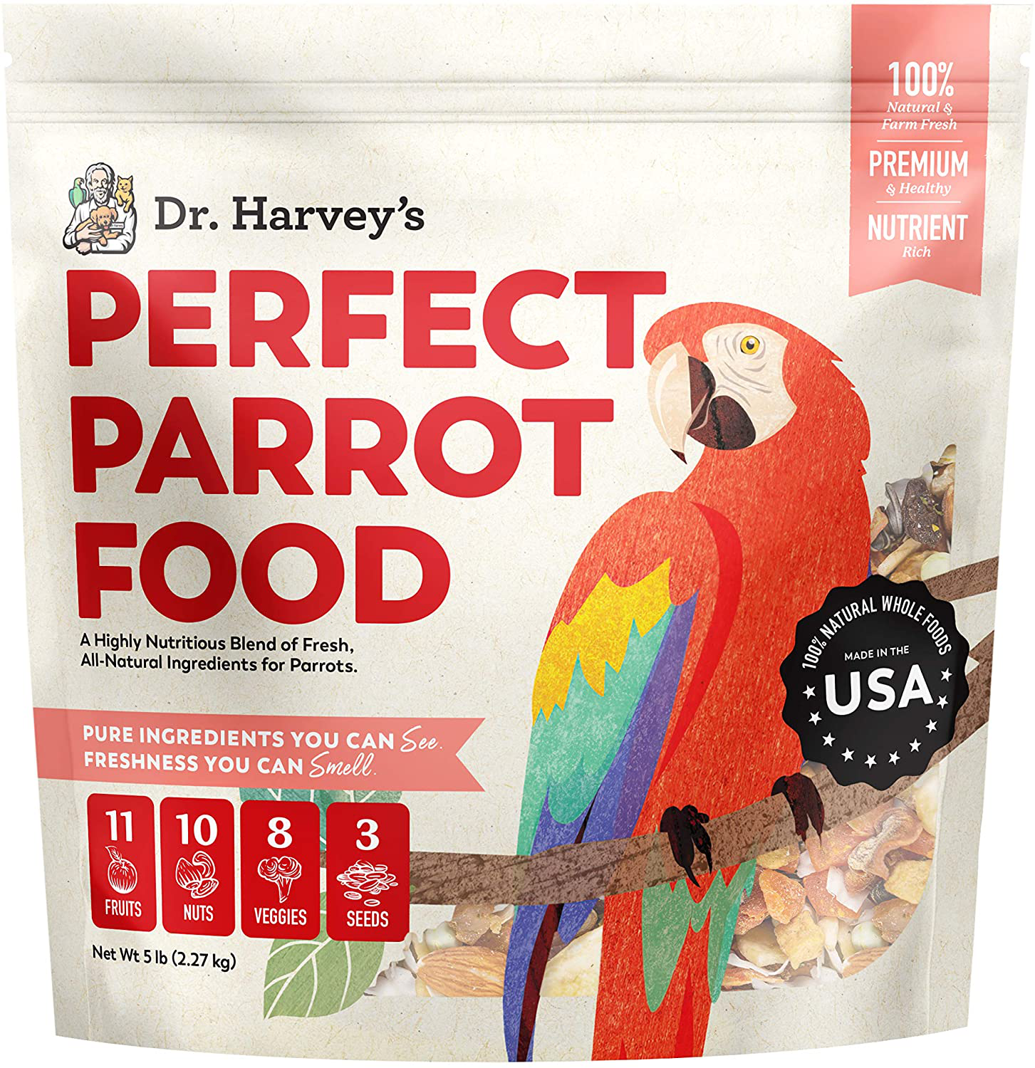 Dr. Harvey'S Perfect Parrot Blend - Natural Food for Large Parrots Animals & Pet Supplies > Pet Supplies > Bird Supplies > Bird Food Dr. Harvey's   