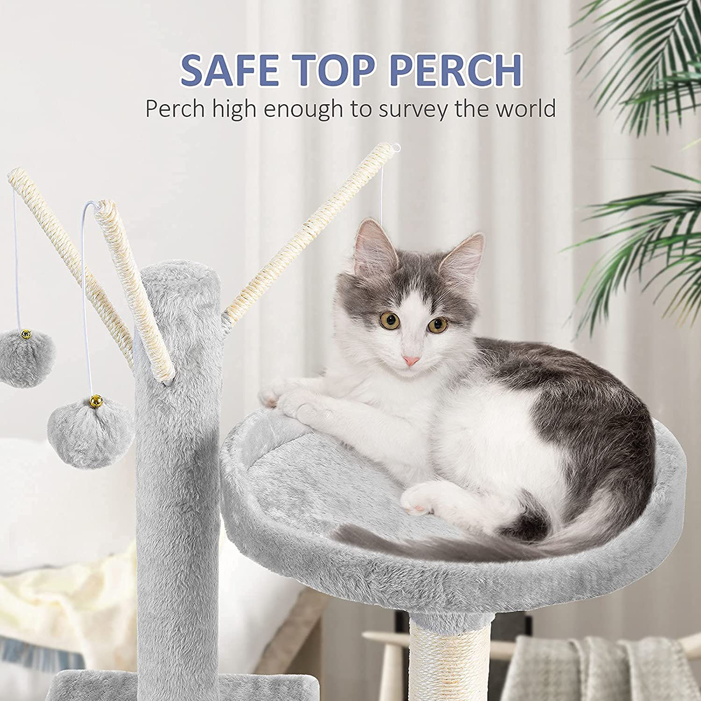 JOYO Cat Tree for Indoor Cats, 65.5 Inches Multi-Level Cat Tower Cat Tree with Hammock, Scratching Posts, Top Perch, Ladder, Cat Activity Tree Cat Condo with Toys, Cat Climbing Tower for Kitten Play Animals & Pet Supplies > Pet Supplies > Cat Supplies > Cat Furniture JOYO   