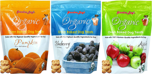 GRANDMA LUCY'S Organic Baked Treat for Dogs, Mixed 3 Packs X 14 Oz - Apple, Pumpkin and Blueberry Flavors Animals & Pet Supplies > Pet Supplies > Dog Supplies > Dog Treats grandma lucy's   