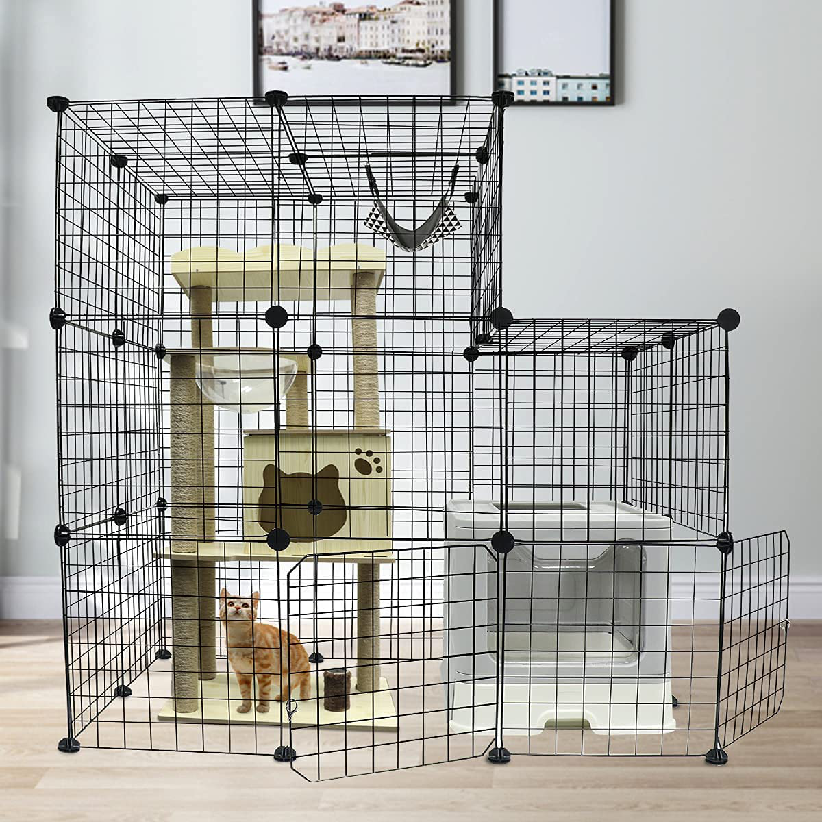 Breerainz Cat Cage Large Indoor DIY Design Pet Home Small Animal House Detachable Playpen with 2 Doors 3 Tiers for Playing and Sleeping,41.3 X 27.6 X 41.3 Inch,Black Animals & Pet Supplies > Pet Supplies > Small Animal Supplies > Small Animal Habitats & Cages BreeRainz   