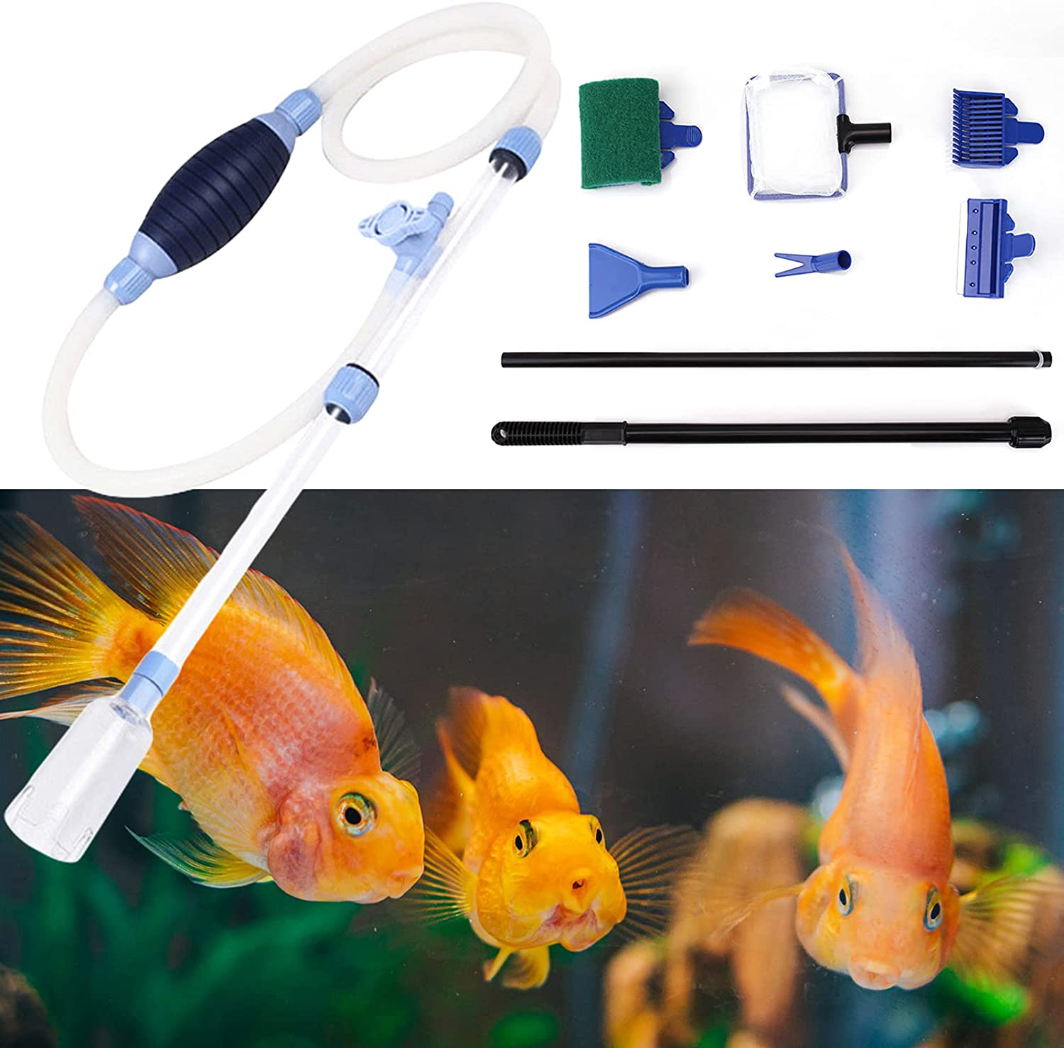 Fish Tank Cleaning Tools, 6-in-1 Aquarium Cleaning Tools, Adjustable Fish  Tank Cleaning Kit with Long Telescopic Handle, Multi-Function Aquarium