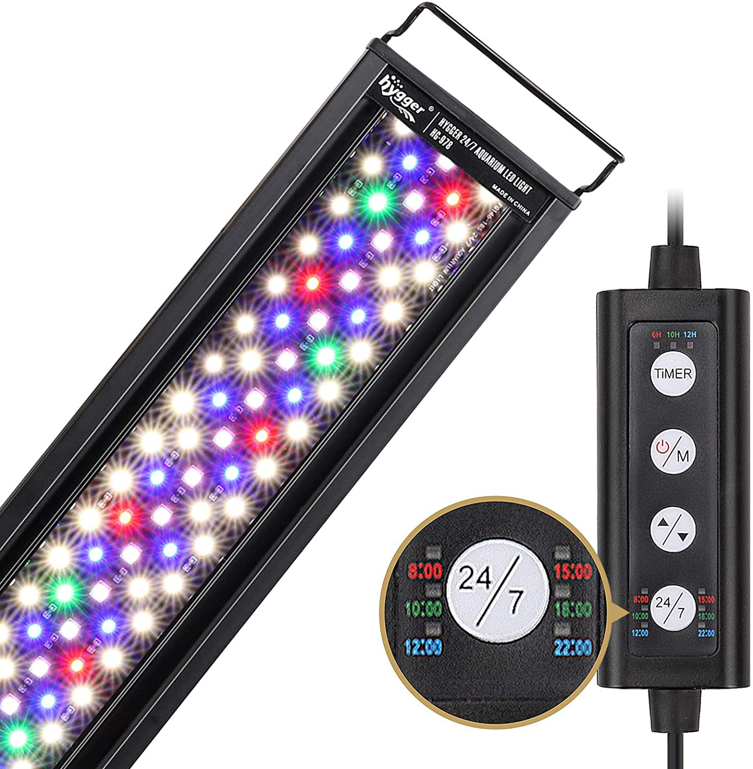 Hygger 18W 24/7 Lighting Aquarium LED Light, Sunrise-Daylight-Moonlight Mode and DIY Mode, Adjustable Timer Adjustable Brightness Fish Tank Light with Extendable Bracket 7 Colors for Planted Tank Animals & Pet Supplies > Pet Supplies > Fish Supplies > Aquarium Lighting hygger 36W for 36~42inch Tank  