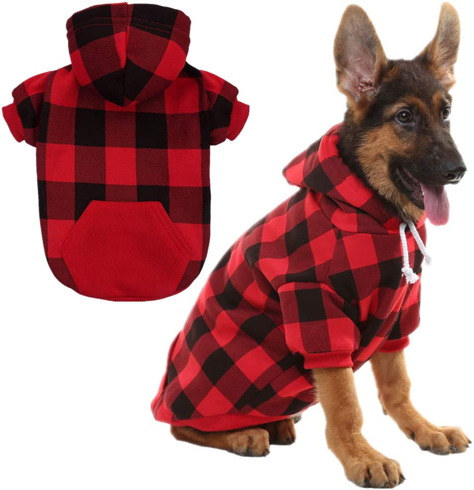 Plaid Dog Hoodie Pet Clothes Sweaters with Hat Animals & Pet Supplies > Pet Supplies > Dog Supplies > Dog Apparel Best4cat Red Large (Pack of 1) 