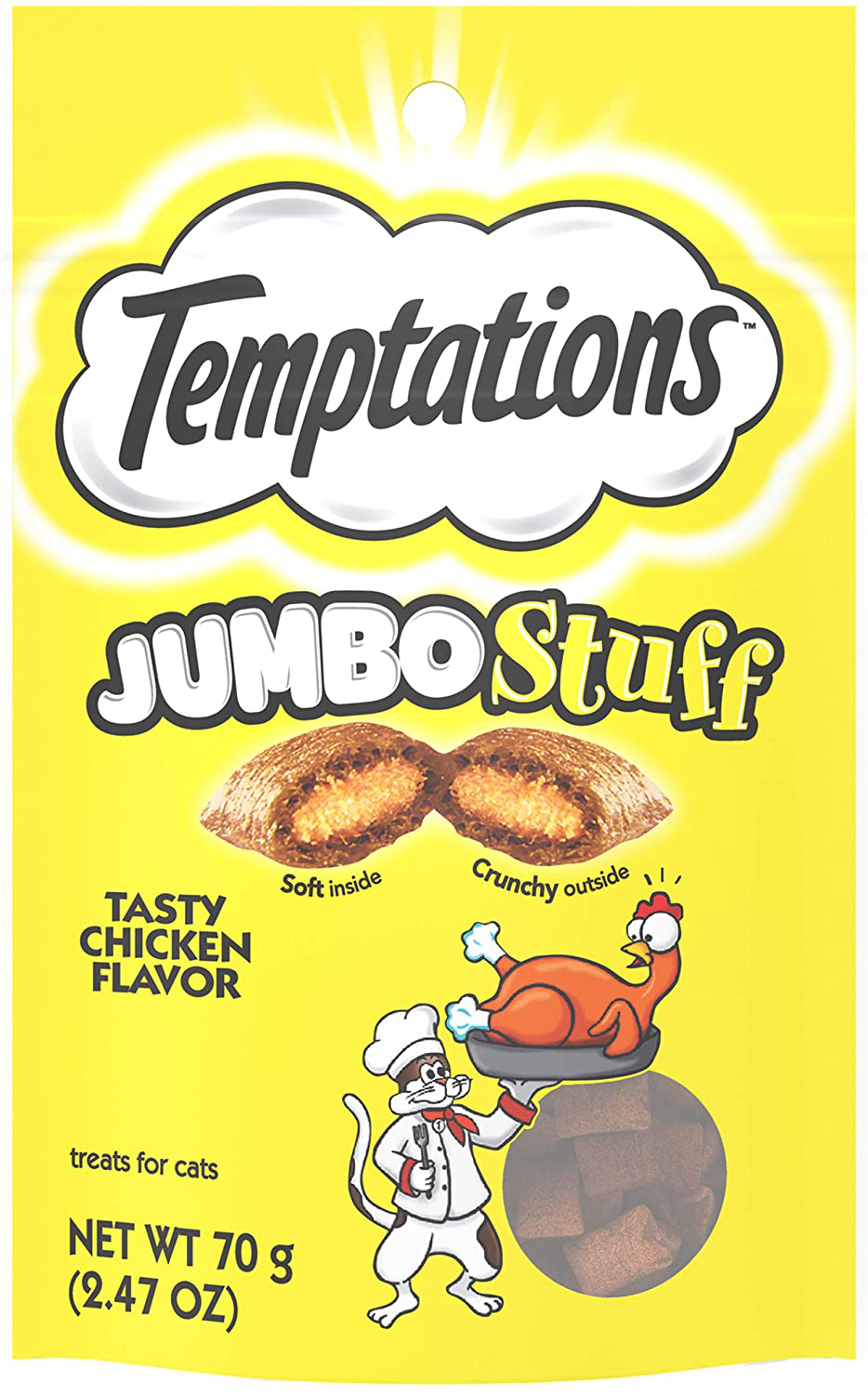 TEMPTATIONS Jumbo Stuff Crunchy and Soft Cat Treats, 2.5 Oz. (12 Pack) Animals & Pet Supplies > Pet Supplies > Cat Supplies > Cat Treats Temptations Chicken  