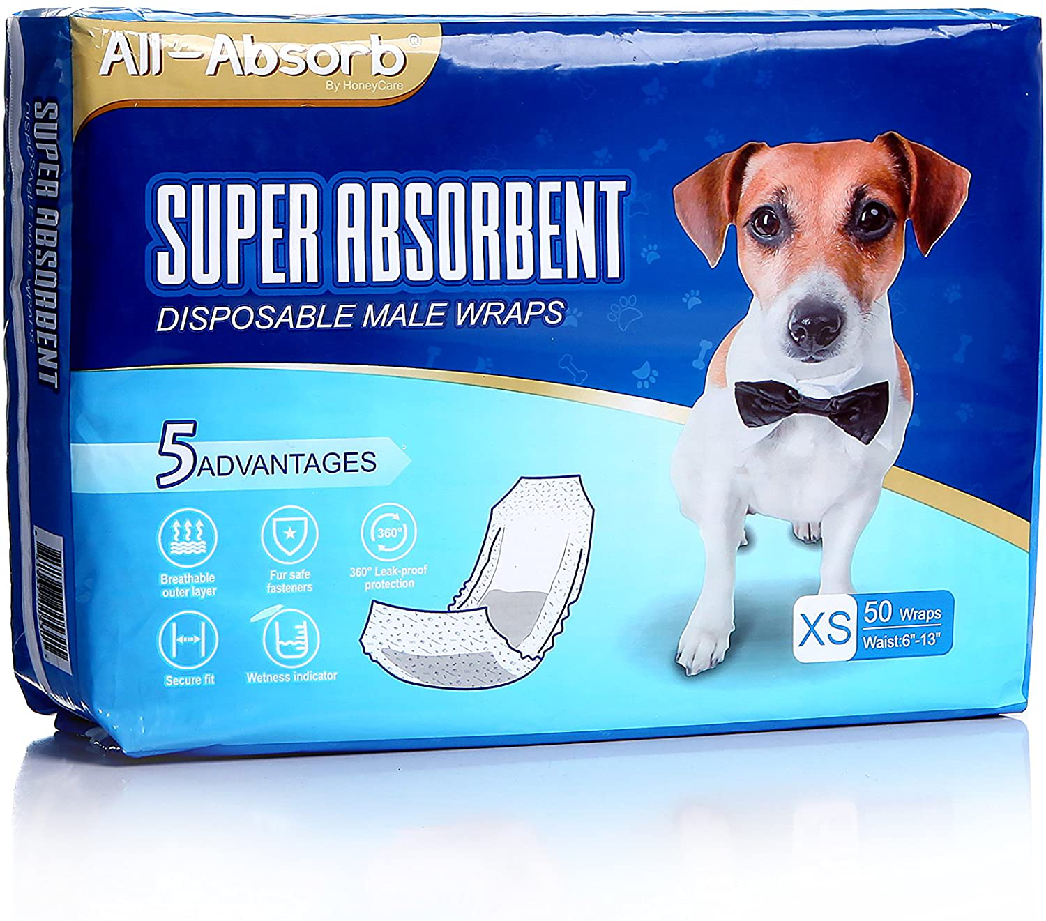 All-Absorb A27 Male Dog Wrap, 50 Count, X-Small Animals & Pet Supplies > Pet Supplies > Dog Supplies > Dog Diaper Pads & Liners All-Absorb   