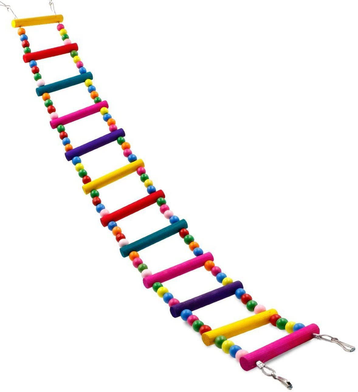 Uheng Colorful Bird Ladder Toys for Parrot, Pet Swings Chew Hanging Bridge, Wooden Rainbow Cage Training Accessories for Cockatiel Conure Parakeet Small Macaw Budgie Animals & Pet Supplies > Pet Supplies > Bird Supplies > Bird Ladders & Perches Uheng   