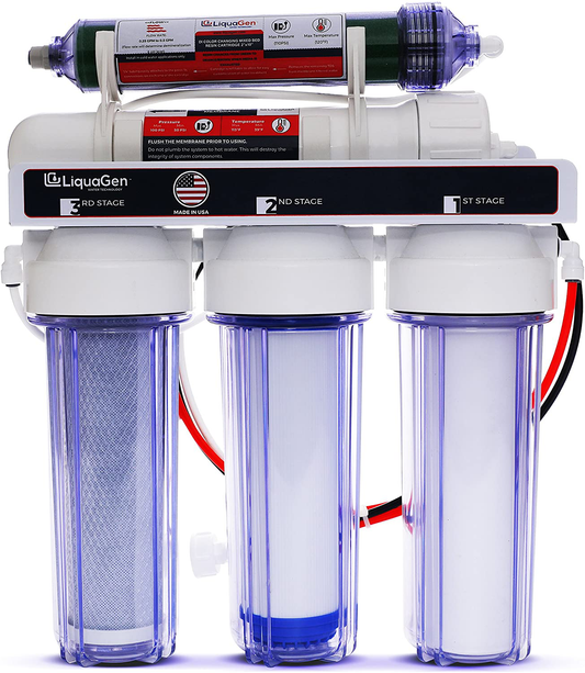 Liquagen- 5 Stage Reverse Osmosis & Deionization (RODI) | Aquarium Reef Water Filter System - 75 GPD | Water Purifier for Fish Tank with Filter'S Included