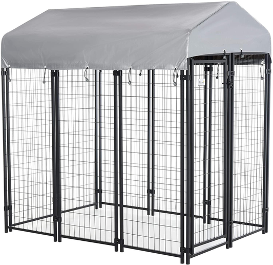 Pawhut Large Outdoor Dog Kennel Galvanized Steel Fence with Uv-Resistant Oxford Cloth Roof & Secure Lock Animals & Pet Supplies > Pet Supplies > Dog Supplies > Dog Houses PawHut 6' x 4' x 6'  