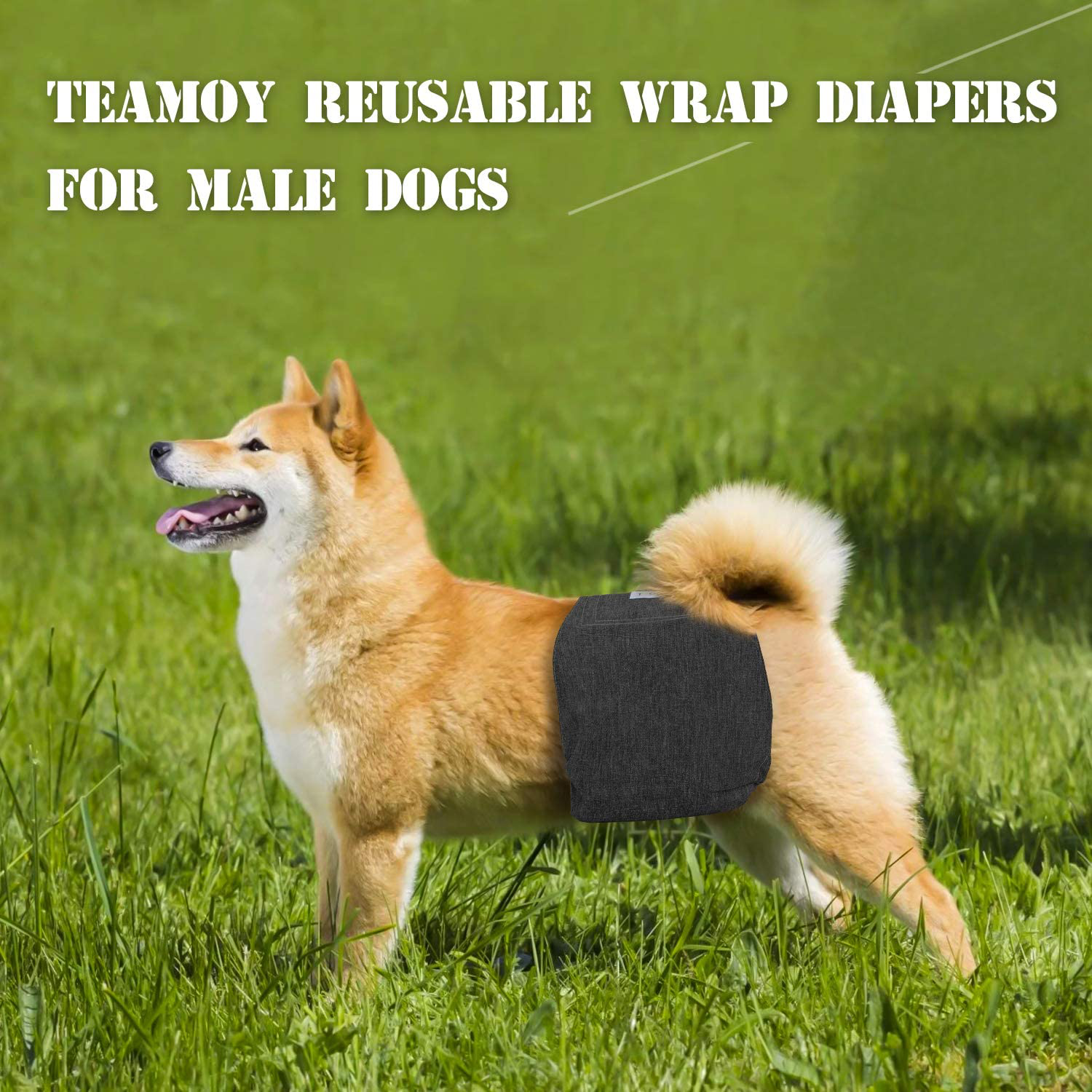 Teamoy 3Pcs Reusable Wrap Diapers for Male Dogs, Washable Puppy Belly Band
