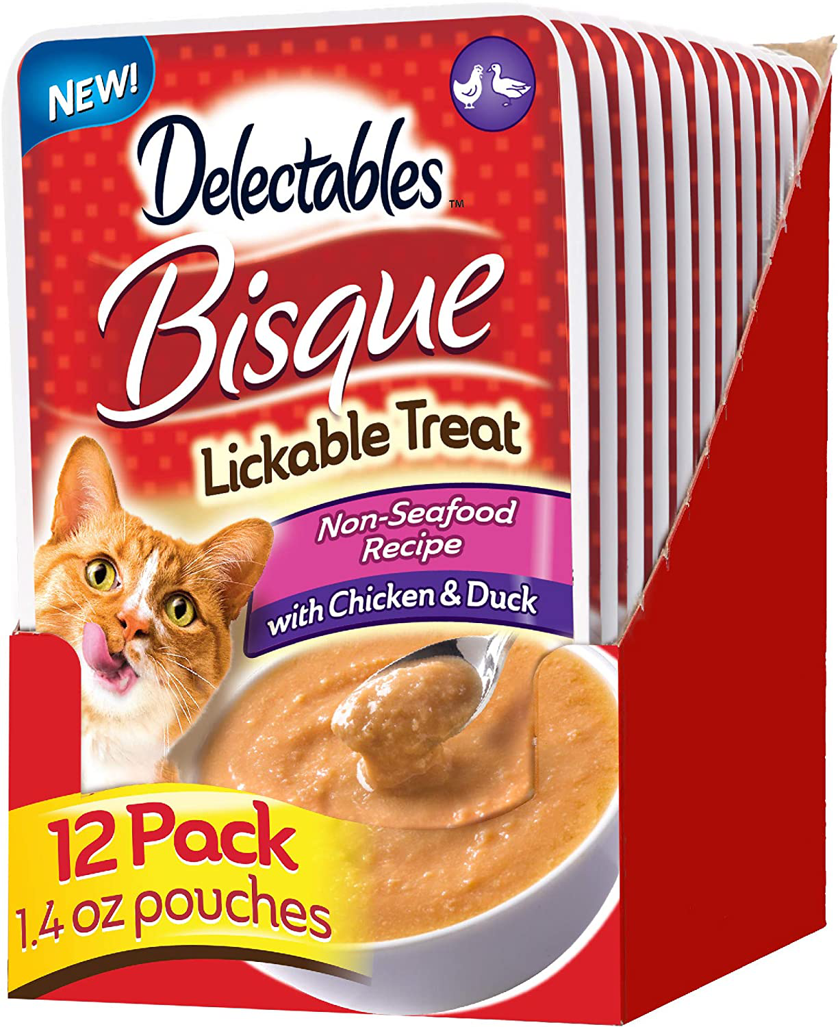 Hartz Delectables Non-Seafood Bisque Lickable Wet Cat Treats for Adult & Senior Cats, 12 Count Multiple Flavors Animals & Pet Supplies > Pet Supplies > Cat Supplies > Cat Treats Hartz Chicken & Duck 1.4 Ounce (Pack of 12) 