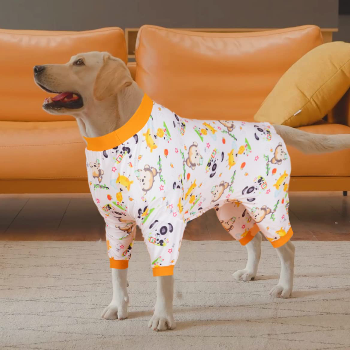 Lovinpet Big Dog Pajamas, Dog Clothes with Polar Bear Snowflake Printed, Dog Onesie with Zipper Design for Medium & Large Dogs, Breathable Pitbull Pajamas for Post Surgery Shirt, UV Protection