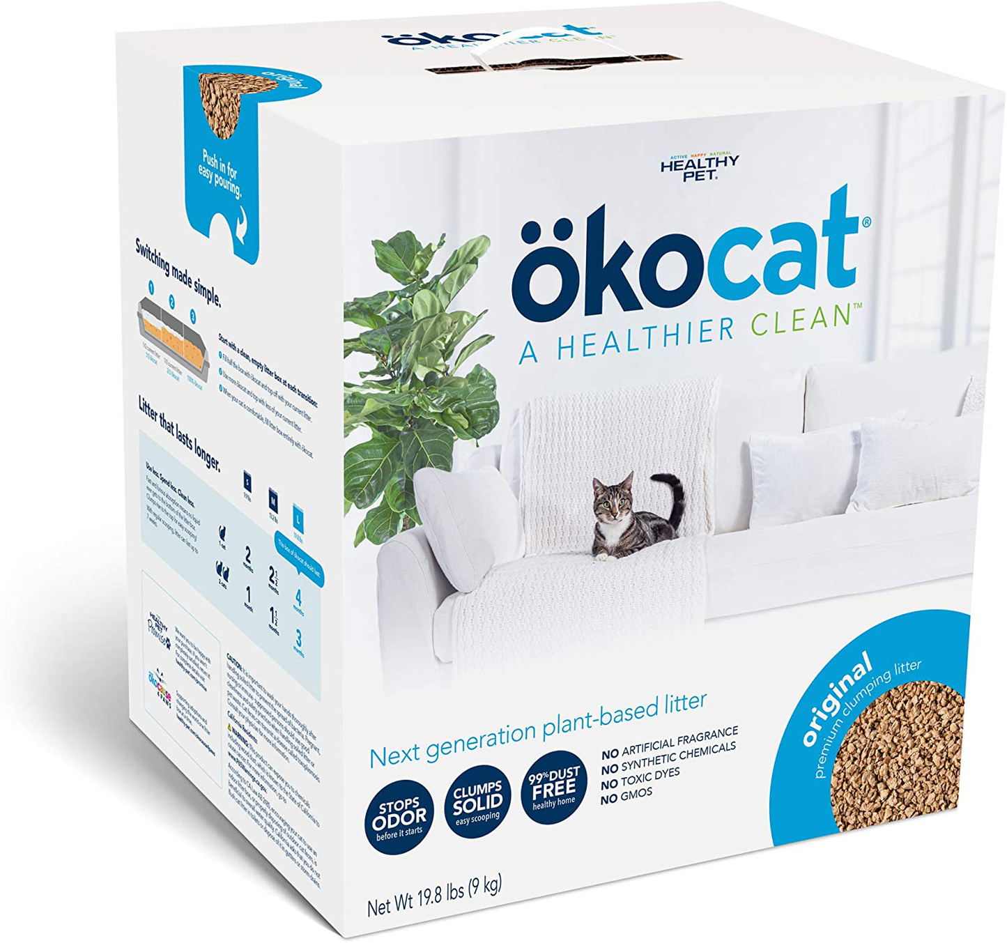 Okocat Original Low-Dust Natural Wood Clumping Cat Litter with Odor Control, 19.8 Lbs. Animals & Pet Supplies > Pet Supplies > Cat Supplies > Cat Litter ÖKOCAT   